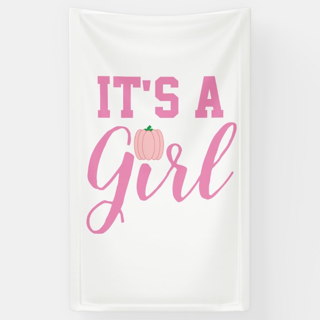 It's A Girl Pumpkin Banner (Vertical)