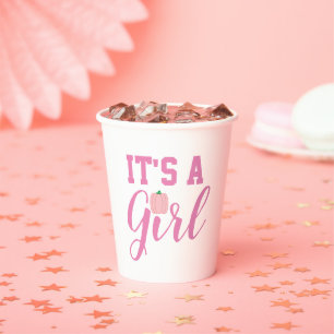 It's A Girl Pumpkin Paper Cups