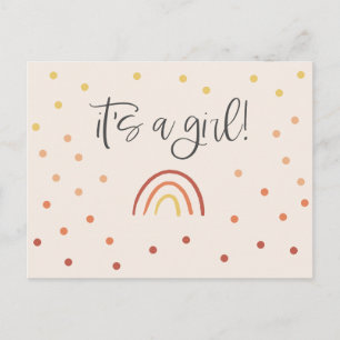 It's A Girl Rainbow Pink Baby Shower Invitation Postcard