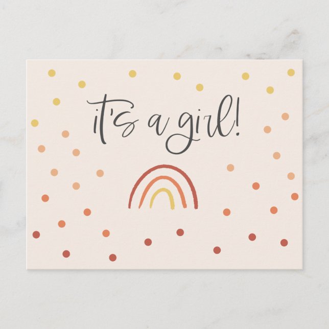 It's A Girl Rainbow Pink Baby Shower Invitation Postcard (Front)