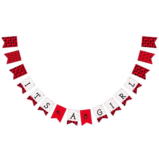 It's a Girl, red Ladybug Baby Shower Banner (All)