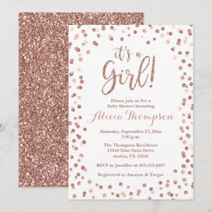 It's a Girl Rose Gold Baby Shower Invitation