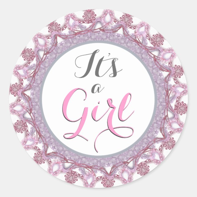 It's a Girl Round Sticker (Front)