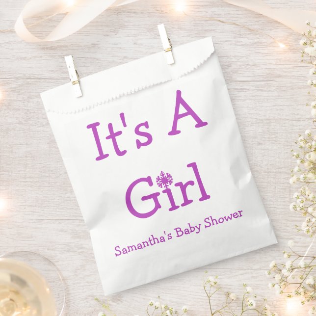 It's A Girl Snowflake Favour Bag (Clipped)