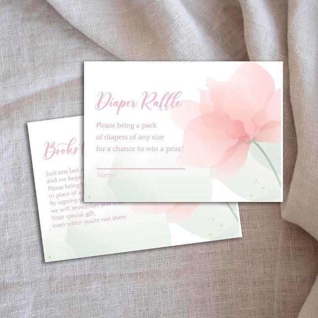 It's a Girl Soft Blush Pink Flowers Diaper Raffle Enclosure Card (Creator Uploaded)