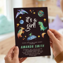 It's a Girl Space Dinosaur Galaxy Baby Shower
