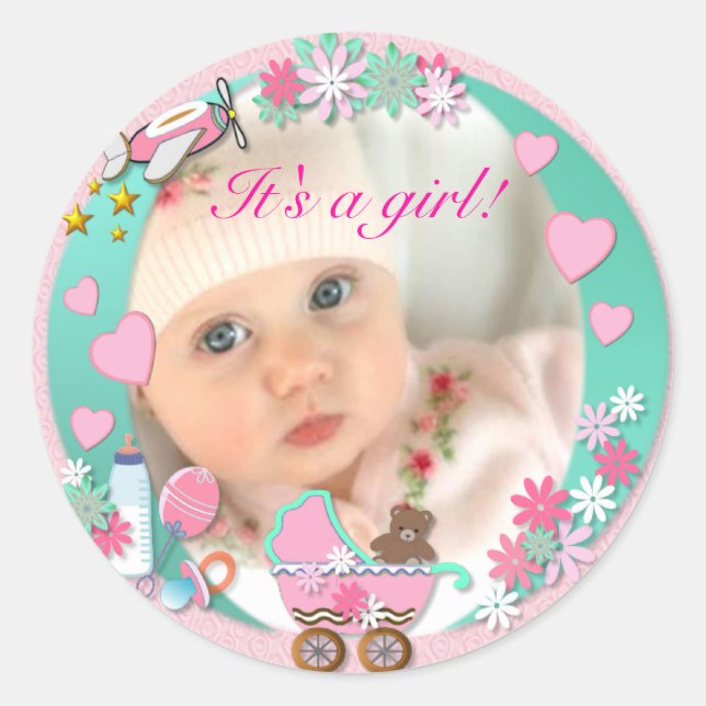 It's a Girl! ~ Sticker/Sealer # 2 Classic Round Sticker (Front)