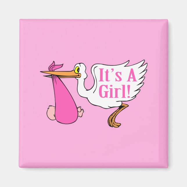 It's A Girl (Stork And Bundle) Magnet (Front)