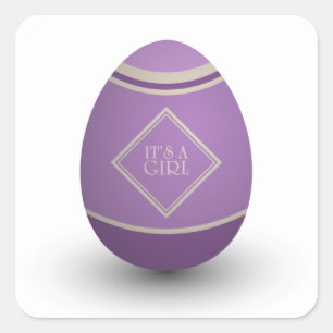 it's a girl stork egg square sticker