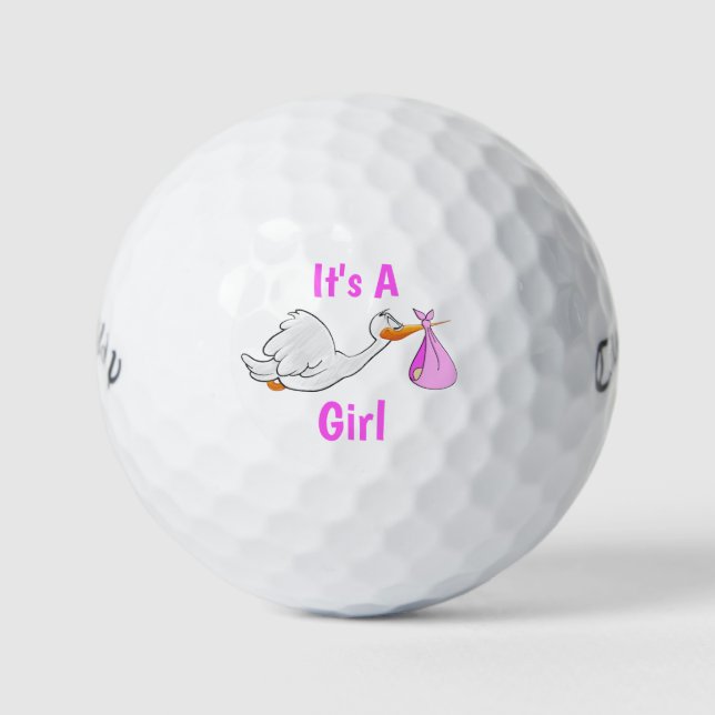 It's A Girl Stork Golf Balls (Front)