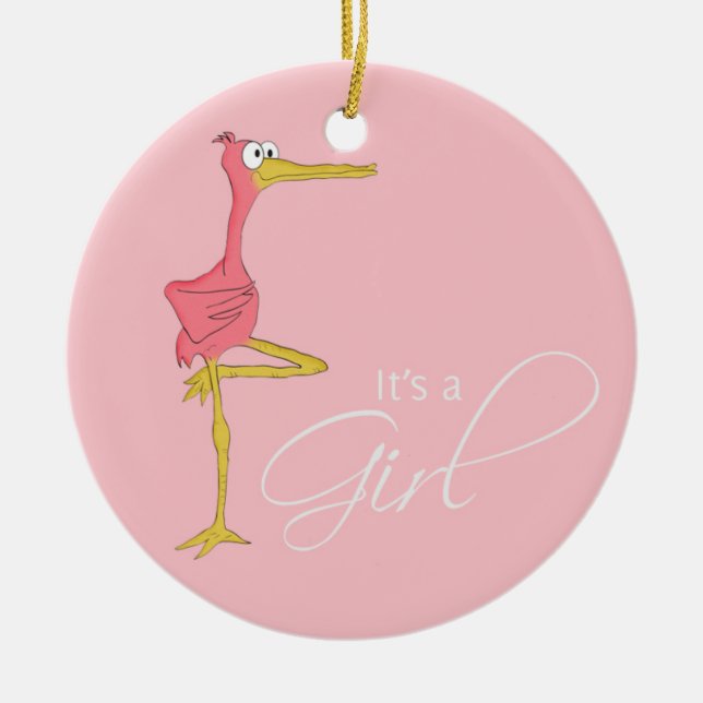It's a Girl Stork Ornament (Front)