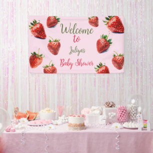  It's a girl Strawberry baby shower Banner