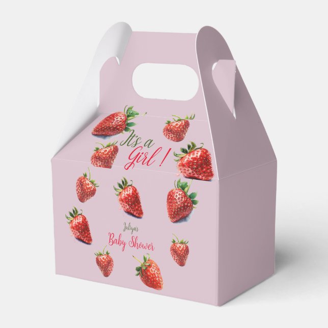  It's a girl Strawberry baby shower Favor Box (Front Side)