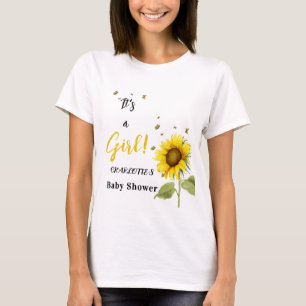 It's a Girl! Sunflower with Butterfly Family T-Shirt