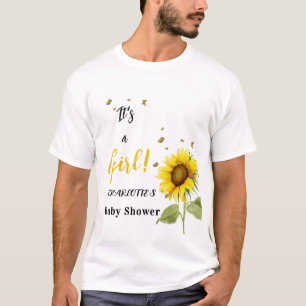 It's a Girl! Sunflower with Butterfly Family T-Shirt