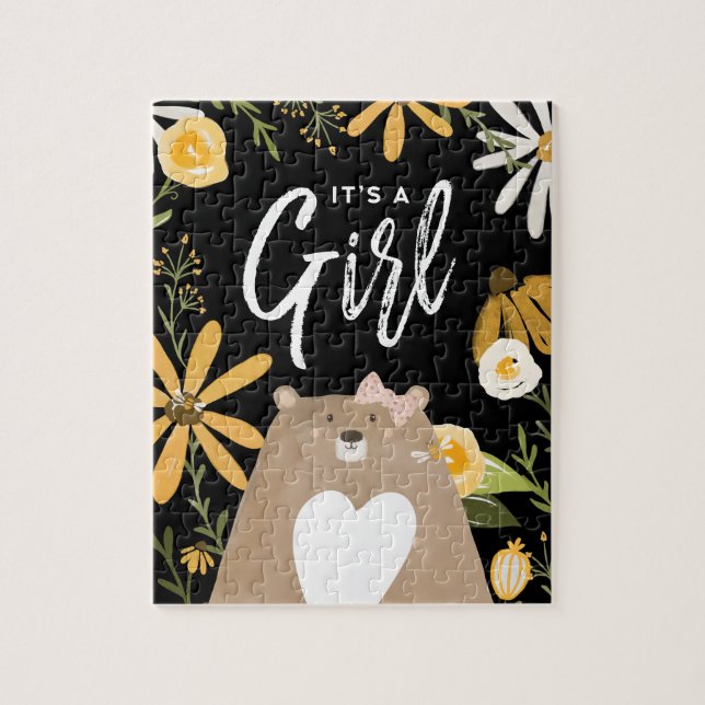It's A Girl - Sweet Honey Bee & Bear Wildflowers Jigsaw Puzzle (Vertical)