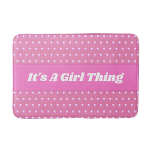 Its A Girl Thing Pink Bright Polka Dots Girly Bath Mat