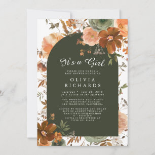 It's A Girl Wildflower Floral Baby Shower Invitation
