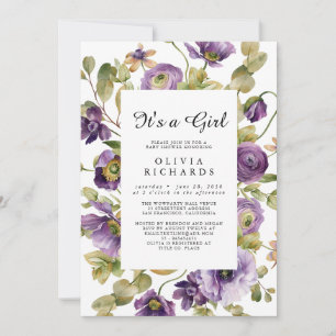 It's A Girl Wildflower Floral Baby Shower Invitation