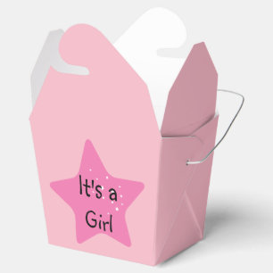It's A Girl With Pink Star Favor Box