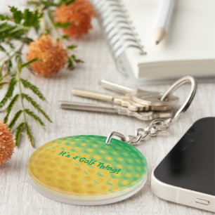 'It's a Golf Thing' Abstract Greeen Yellow  Keychain