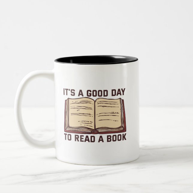 It's a Good Book To Read a Book Lovers Gift Two-Tone Coffee Mug (Left)