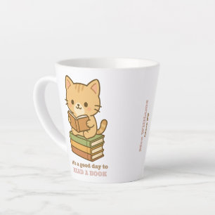 It's a good day to read a book cute cat teacher latte mug