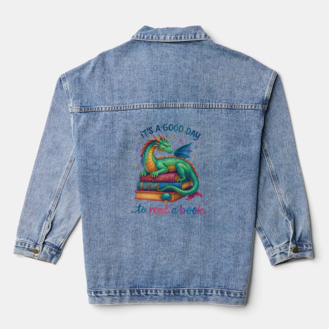 It's A Good Day To Read A Book  Denim Jacket (Back)