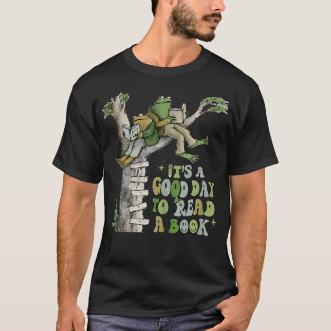 It'S A Good Day To Read A Book Retro Funny Frog To T-Shirt (Front)