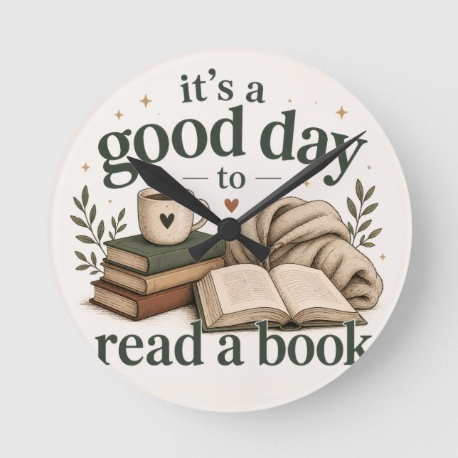 It's a good day to read a book round clock (Front)