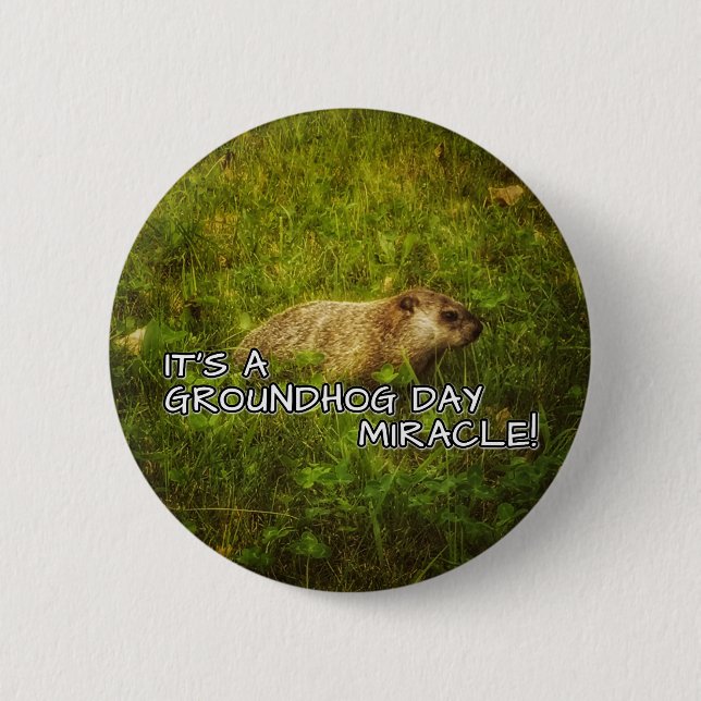 It's a groundhog day miracle! button (Front)