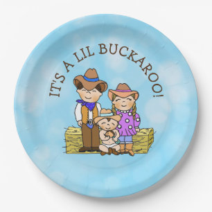 It's a Lil Buckaroo Cowboy themed Baby Shower Paper Plate