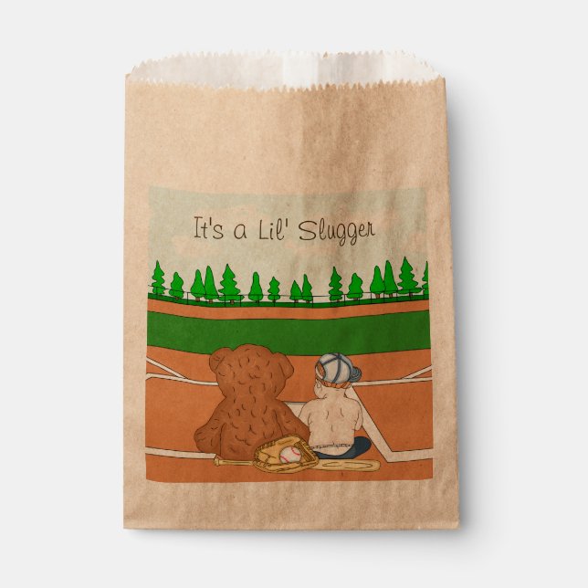 It's a Lil' Slugger | Baseball Themed Baby Shower  Favour Bag (Front)