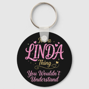 It's A Linda Thing Pink Gold Women Gift Keychain
