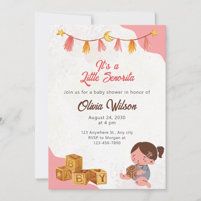 It's a little senorita Baby Shower Invitation (Front)