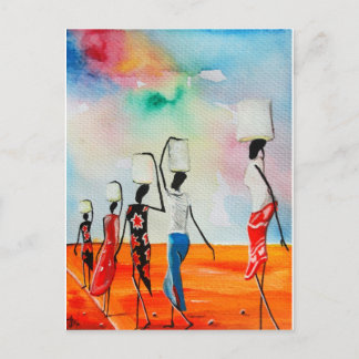 It's a Long Road To Fetch Water Postcard