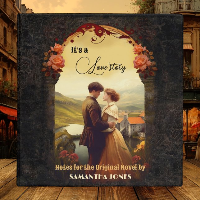 It's a Love Story Romantic Novel Notes Binder (A romantic binder featuring a vintage style painting of a couple in love - a romance novel)
