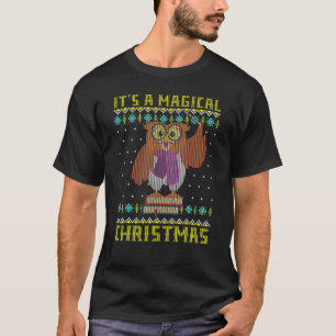 It's A Magical Christmas Wizard Nerd Book Owl T-Shirt