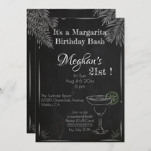 It's a Margarita Birthday Bash 21st Invitation (Front/Back)