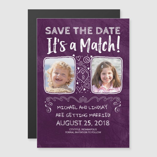 It's a Match - Funny Save the Date Photo Magnetic Invitation (Front/Back)