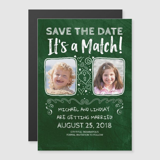 It's a Match - Funny Save the Date Photo Magnetic Invitation (Front/Back)
