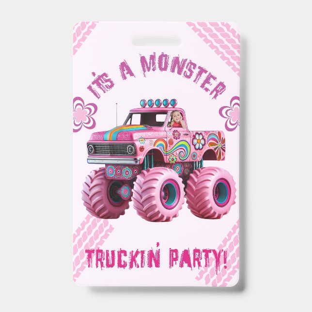 It's a Monster Truckin' Party Custom Photo  Badge (Front)
