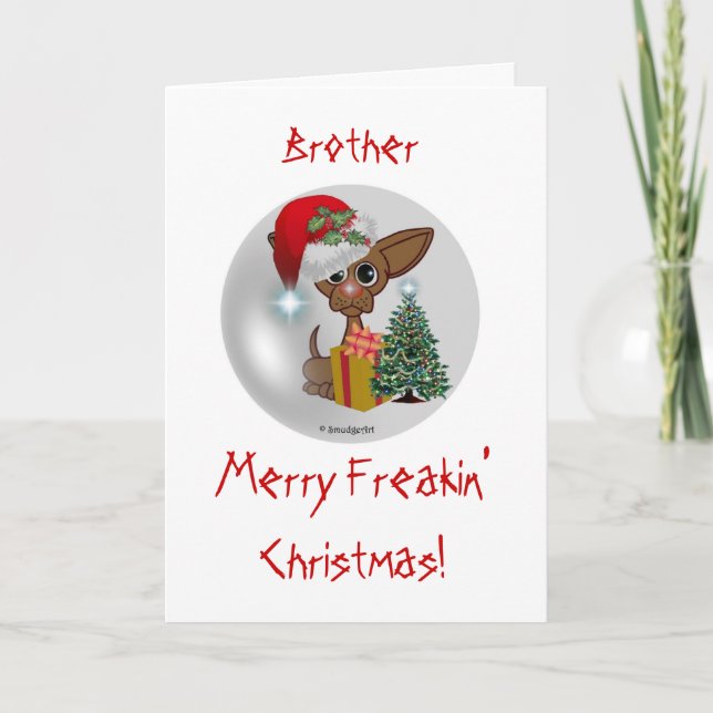 It's A Mousy Dog's Freakin' Christmas / Brother Holiday Card (Front)