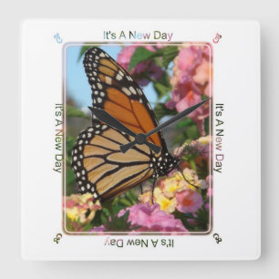 It's A New Day (Monarch Butterfly) Square Wall Clock