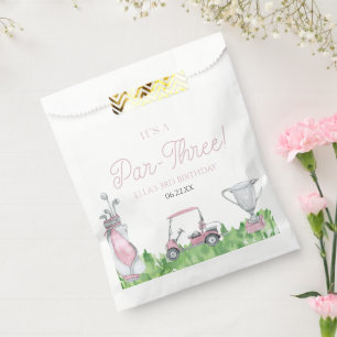 It's A Par-Three Pink Golf 3rd Birthday Party Favour Bag