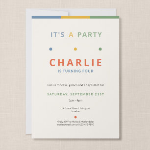 It's a Party Colour Pop Kid's Birthday Invitation