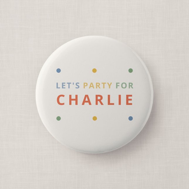 It's a Party Colour Pop Party Guest Button Badge (Let's Party - Birthday Badge)