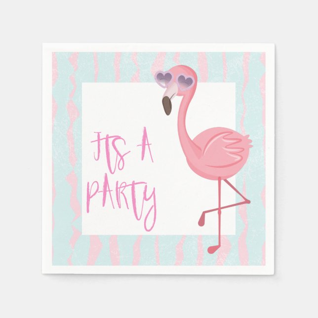 "Its A Party" Flamingo Summer Napkin (Front)