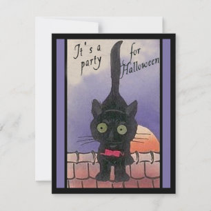 It's a Party for Halloween Black Cat Invitations