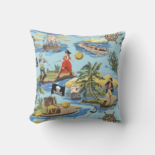 It's a Pirate's Life Paint by Number Style Throw Pillow (Front)